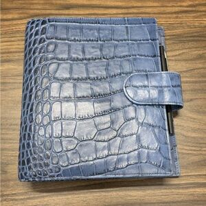 Van Der Spek A5 Blue Crocodile Embossed Leather Planner